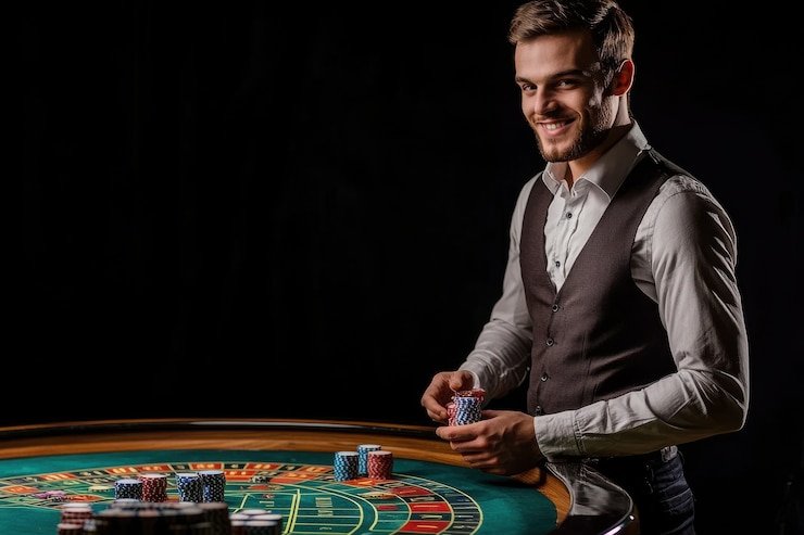 Live dealer studio at dewidewitoto wap with professional blackjack and roulette tables
